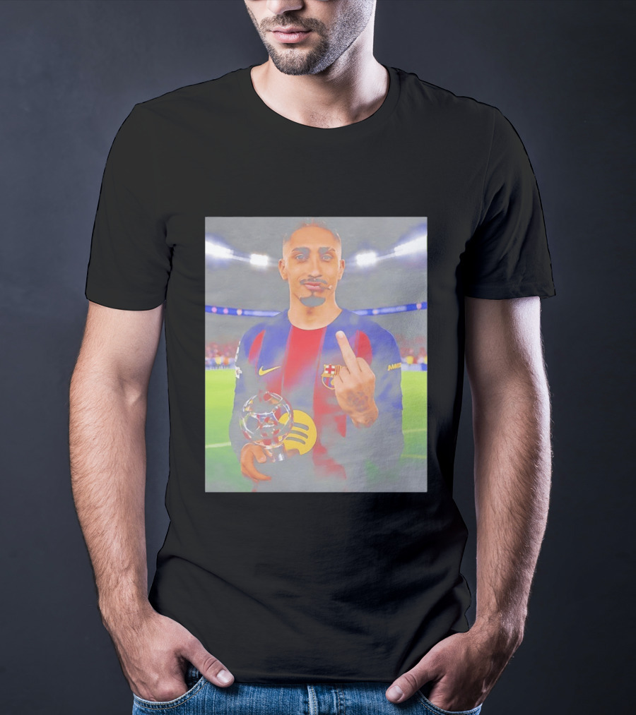 Raphinha Barcelona Middle Finger Gesture Soccer Stadium Scene T-Shirt