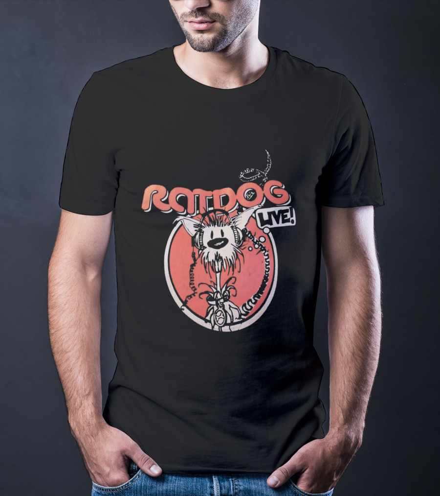 Ratdog Live Cartoon Character With Headphones And Tail T-Shirt