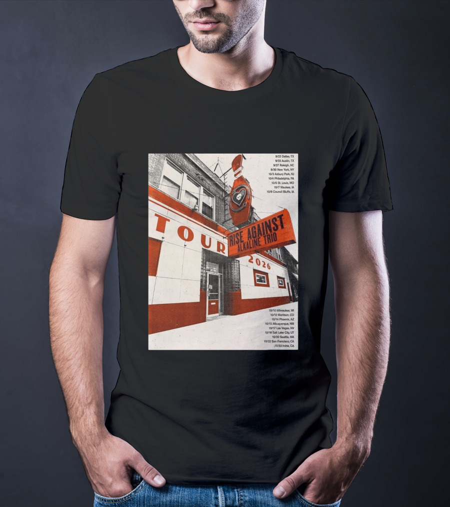 Rise Against Alkaline Trio Tour 2026 North America Dates Dallas Austin Chicago Seattle T-Shirt