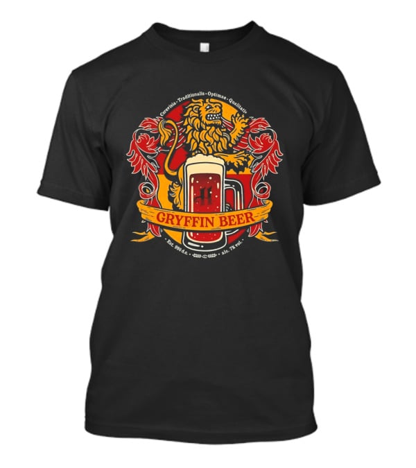Gryffin Beer Cerevisia Traditionalis Optimae Qualitatis Est 990 D C Lion Crest T-Shirt