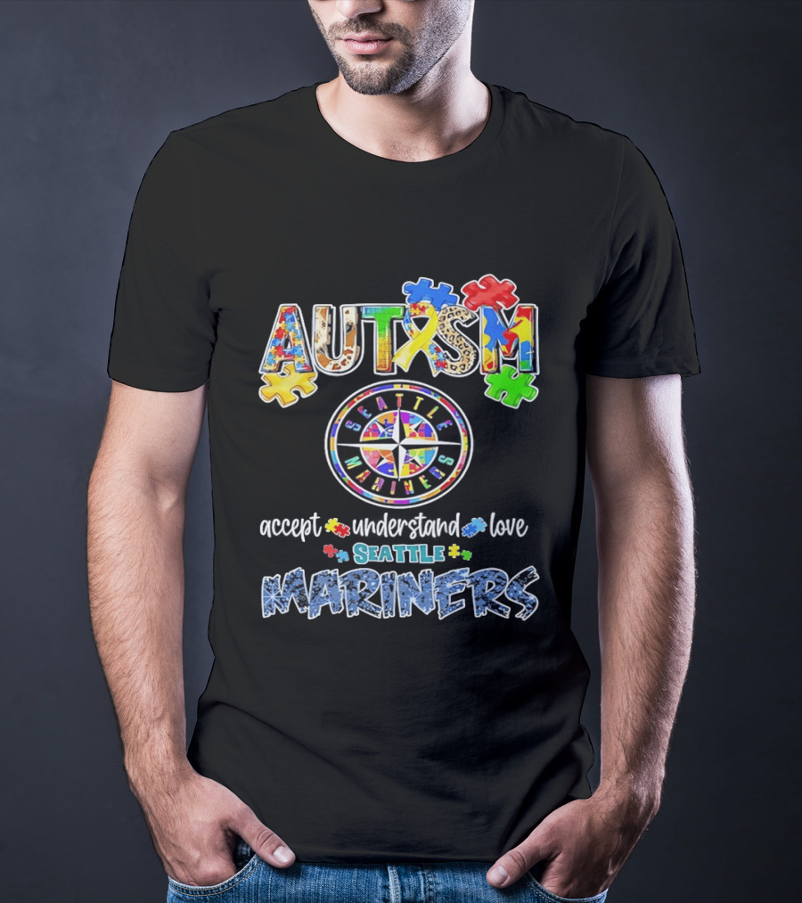 Seattle Mariners Autism Awareness Accept Understand Love Puzzle Pieces 2026 T-Shirt