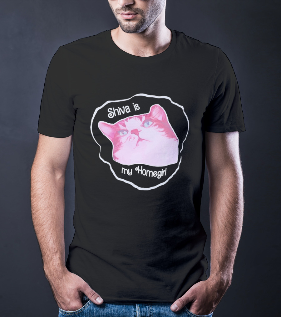 Shiva Is My Homegirl Pink Cat Face T-Shirt