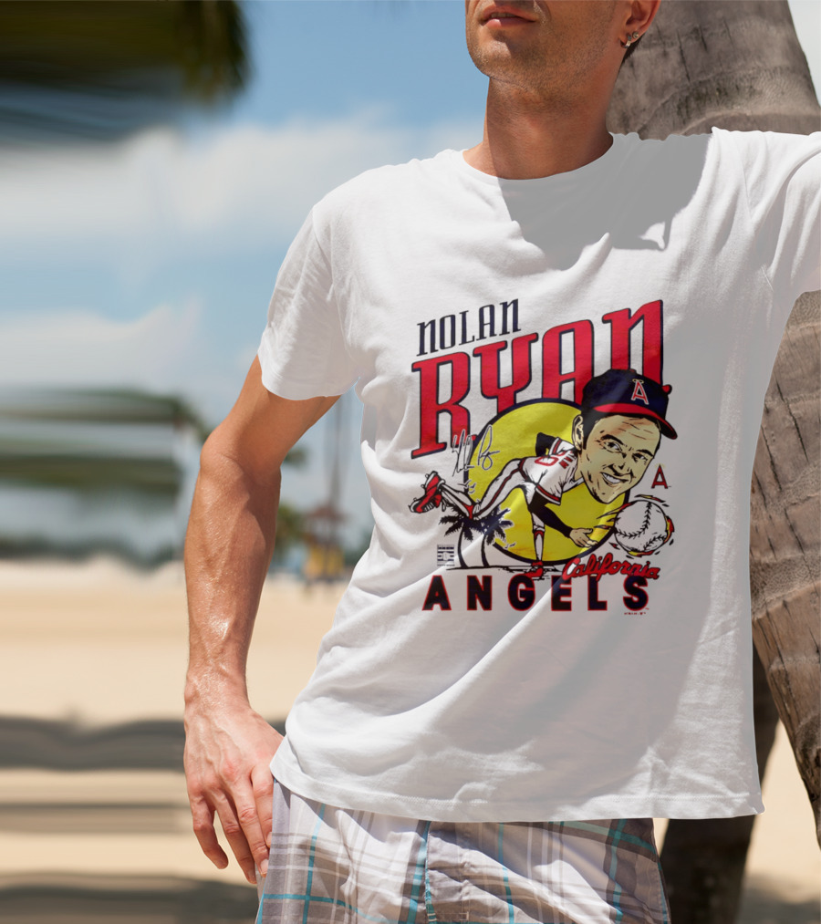 Nolan Ryan California Angels Caricature T-Shirt