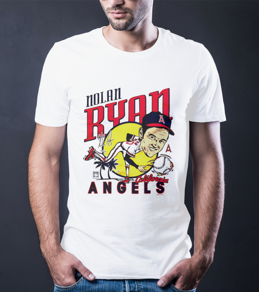 Nolan Ryan California Angels Caricature T-Shirt