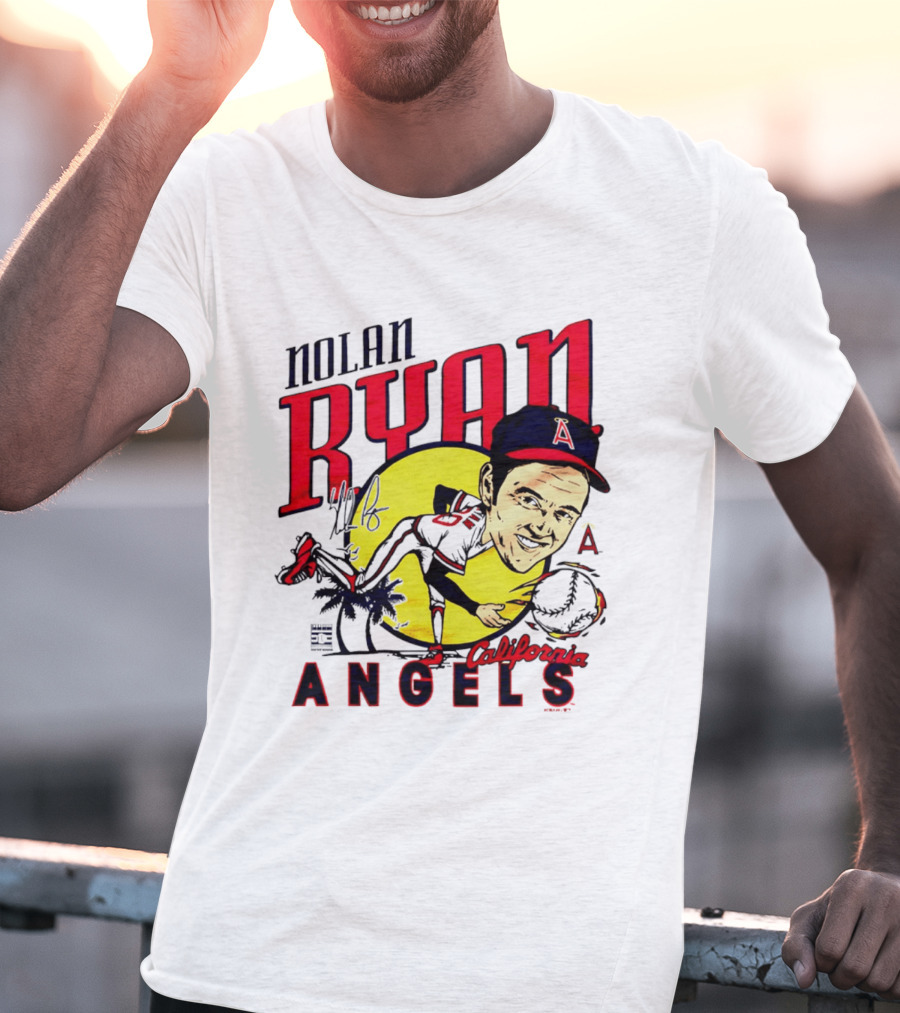 Nolan Ryan California Angels Caricature T-Shirt