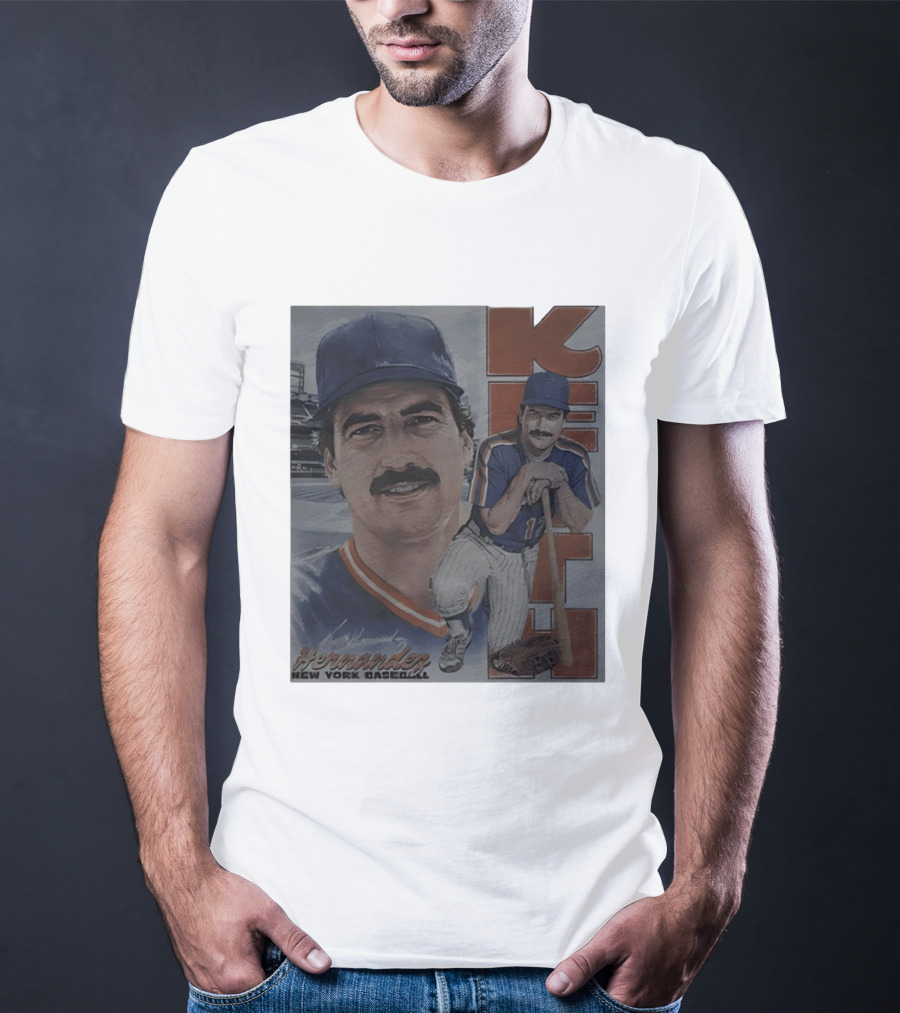 Keith Hernandez New York Baseball Mets Player Portrait With Bat T-Shirt