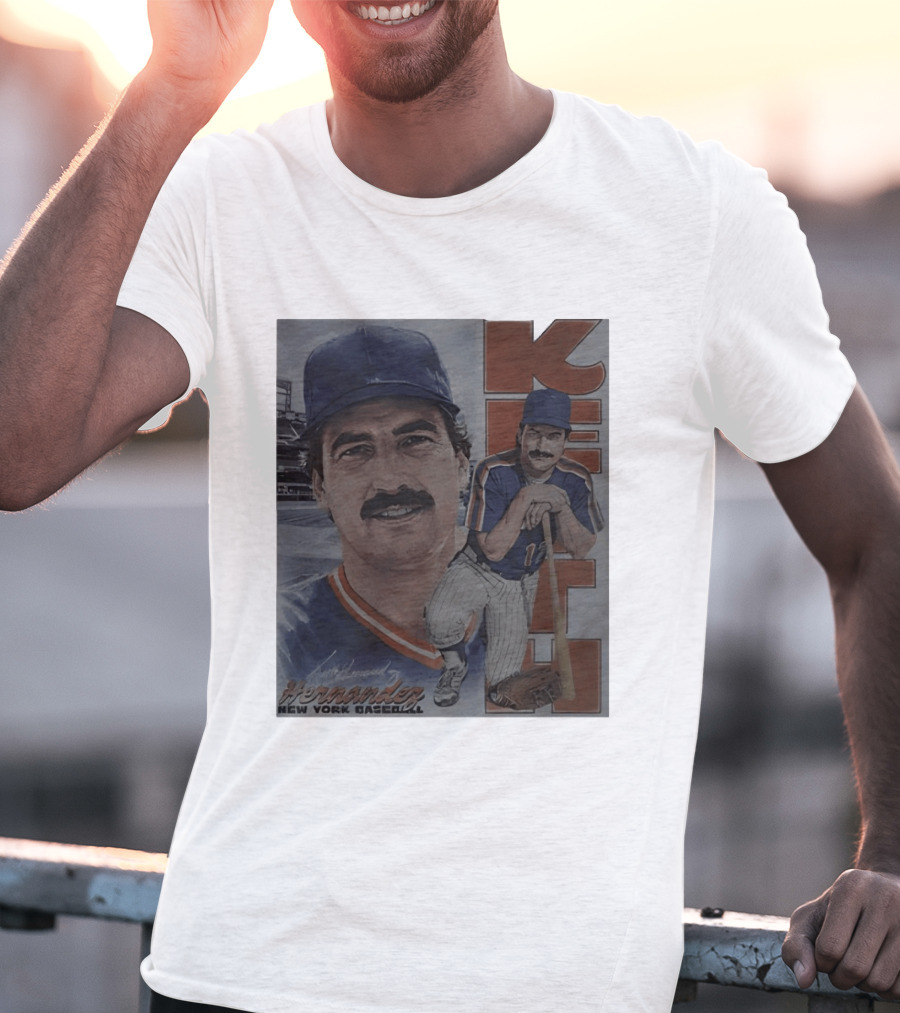 Keith Hernandez New York Baseball Mets Player Portrait With Bat T-Shirt