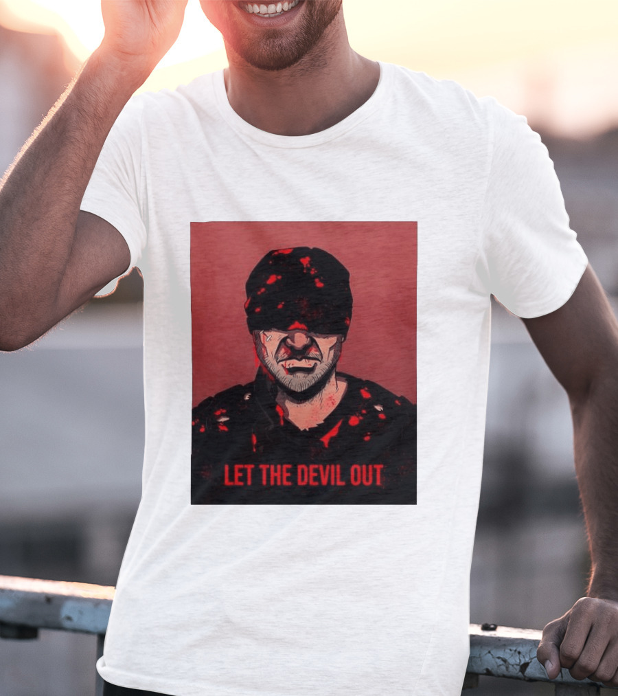 Daredevil Let The Devil Out Blindfolded Hero T-Shirt