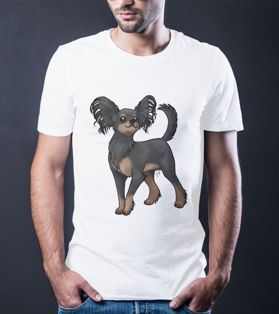 Russian Toy Dog Long Hair Black And Tan T-Shirt