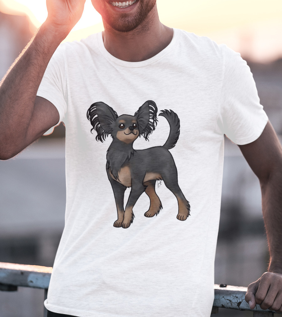 Russian Toy Dog Long Hair Black And Tan T-Shirt