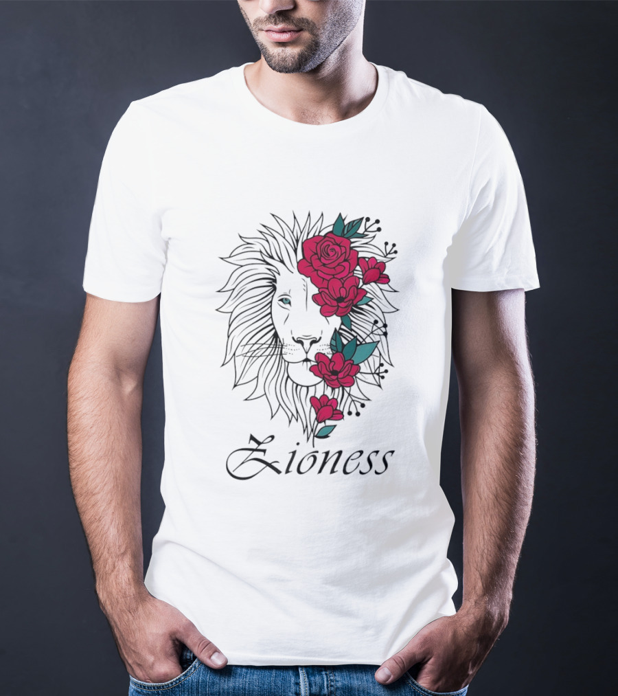 Lion Head Rose Lioness Zioness T-Shirt