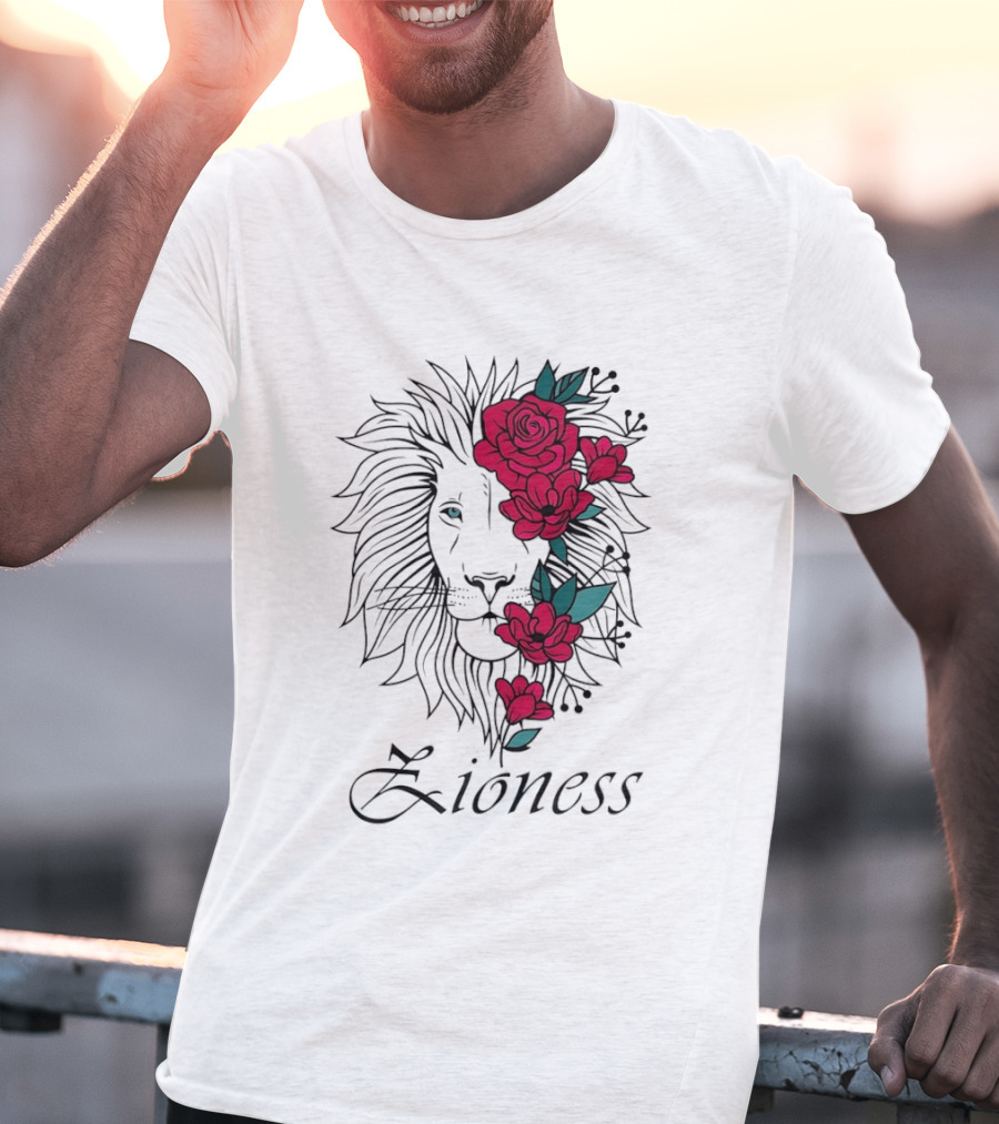 Lion Head Rose Lioness Zioness T-Shirt