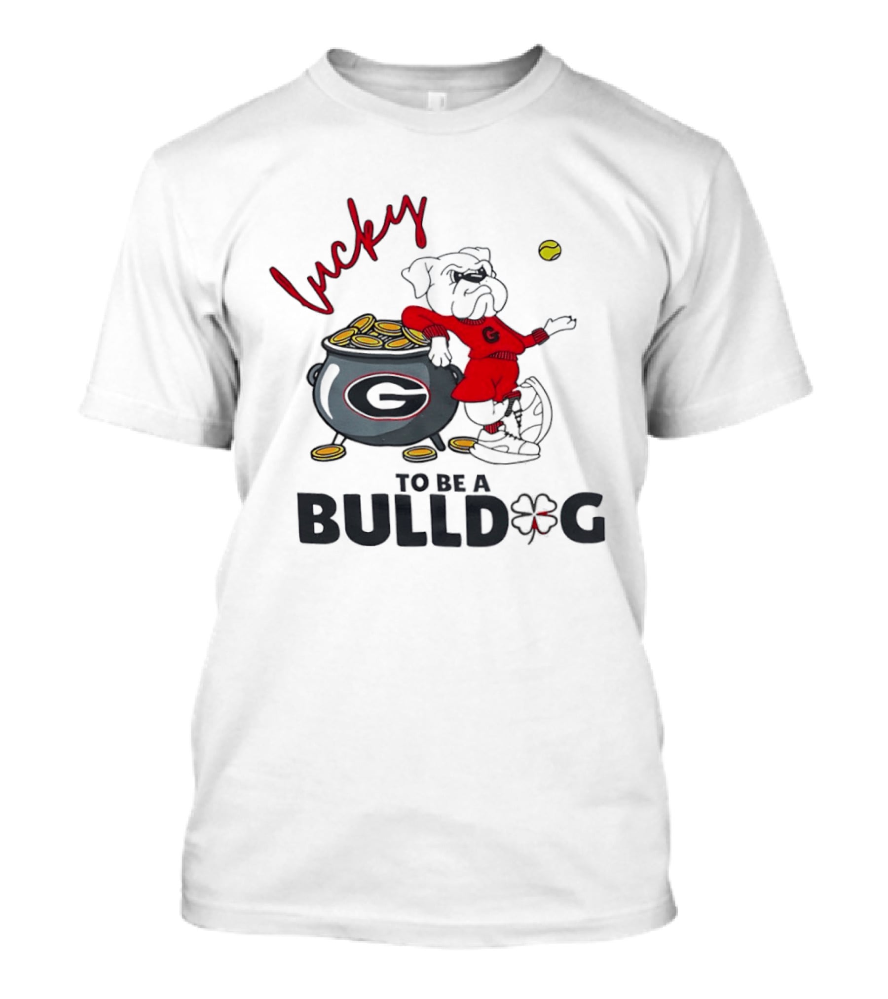 Lucky To Be A Georgia Bulldogs Football Fan With Pot Of Gold And Clover T-Shirt