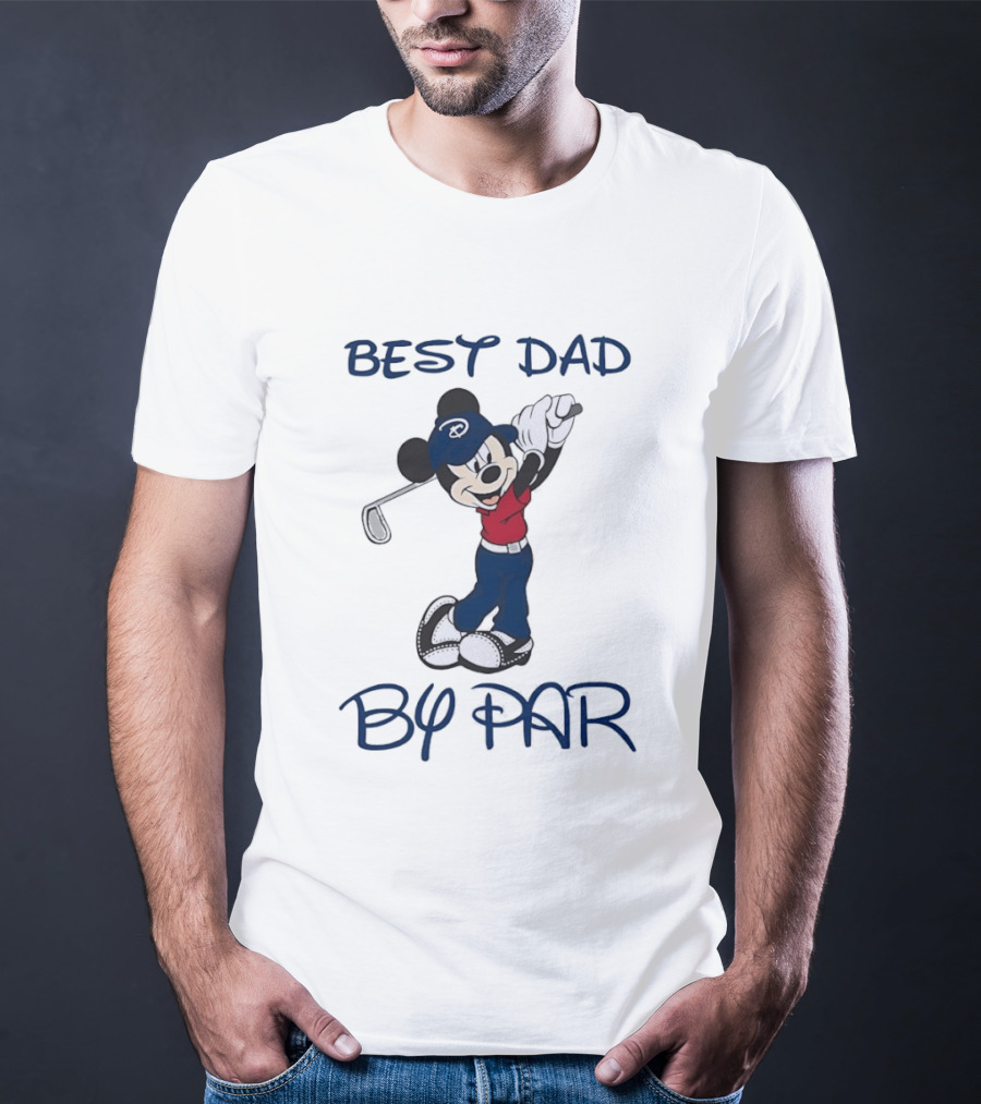 Best Dad By Par Mickey Mouse Playing Golf T-Shirt