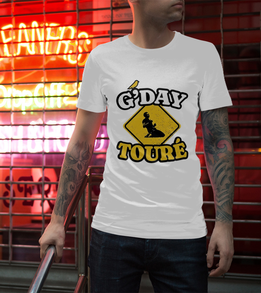G'Day Toure Yellow Sign Kneeling Silhouette Bird T-Shirt