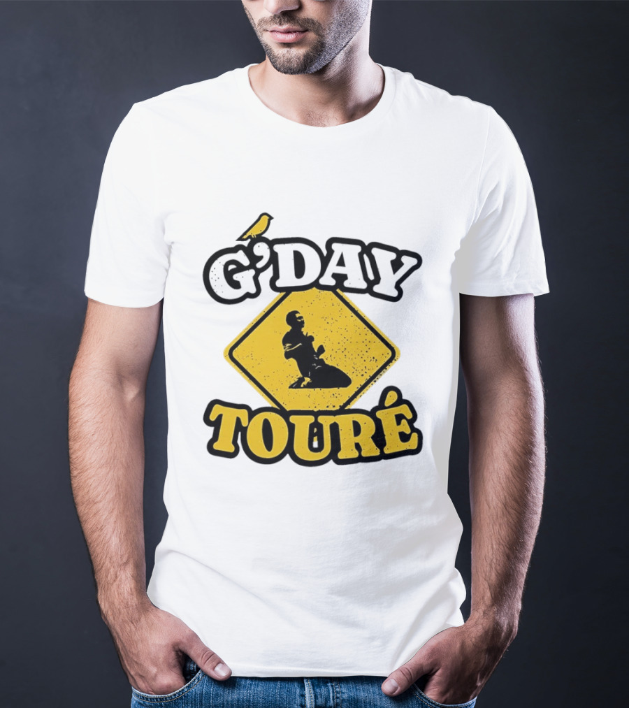 G'Day Toure Yellow Sign Kneeling Silhouette Bird T-Shirt