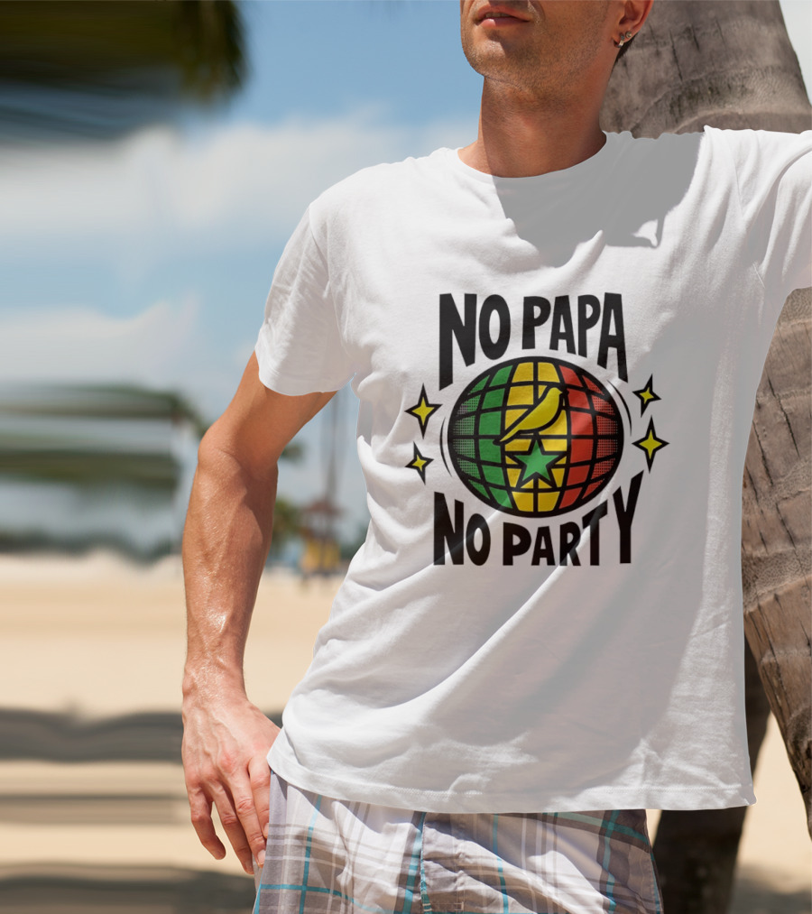 No Papa No Party Bird Star Globe Jamaican T-Shirt