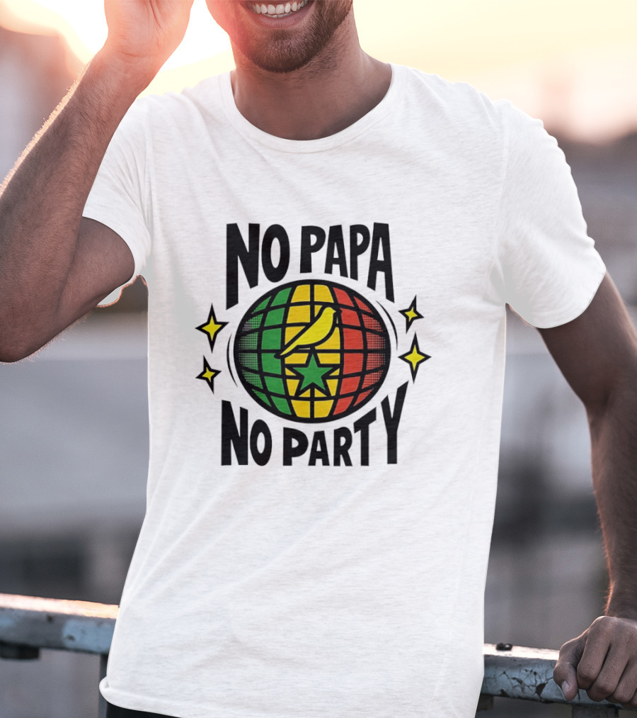 No Papa No Party Bird Star Globe Jamaican T-Shirt