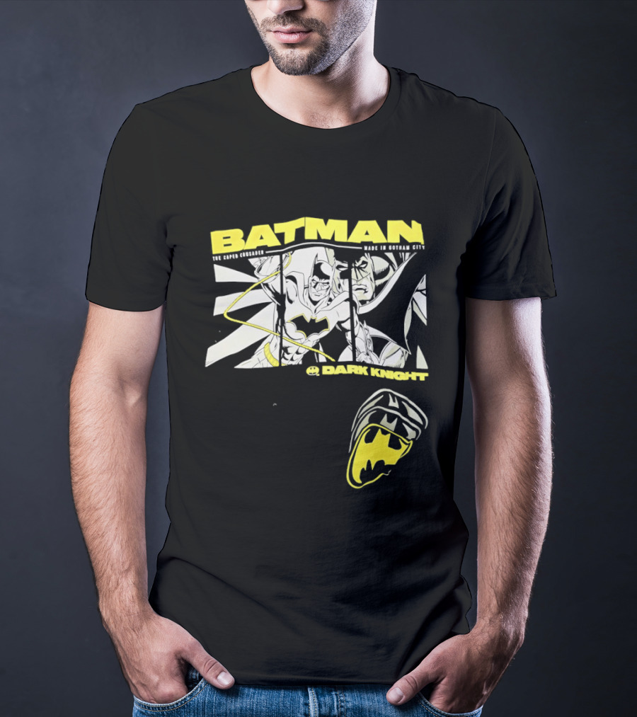 Batman Dark Knight Yellow Caped Crusader Montage T-Shirt