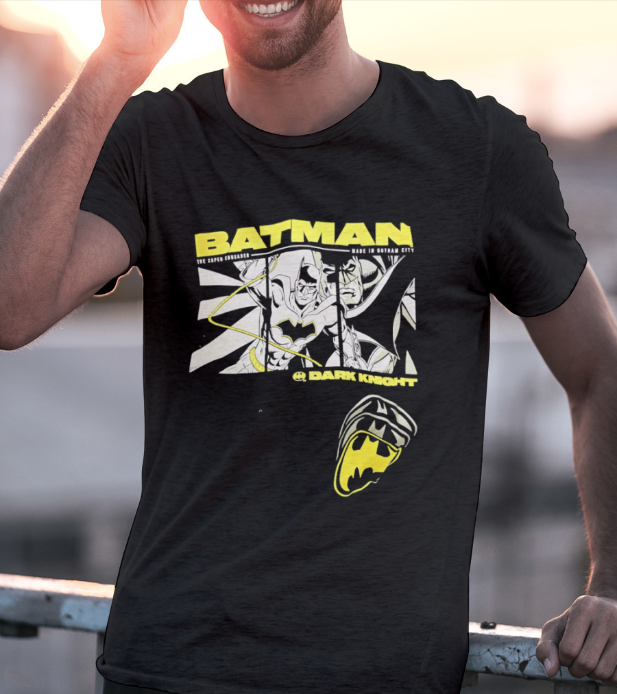 Batman Dark Knight Yellow Caped Crusader Montage T-Shirt