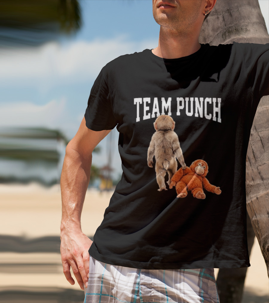 Team Punch Viral Monkey Stuffed Toy Fun T-Shirt