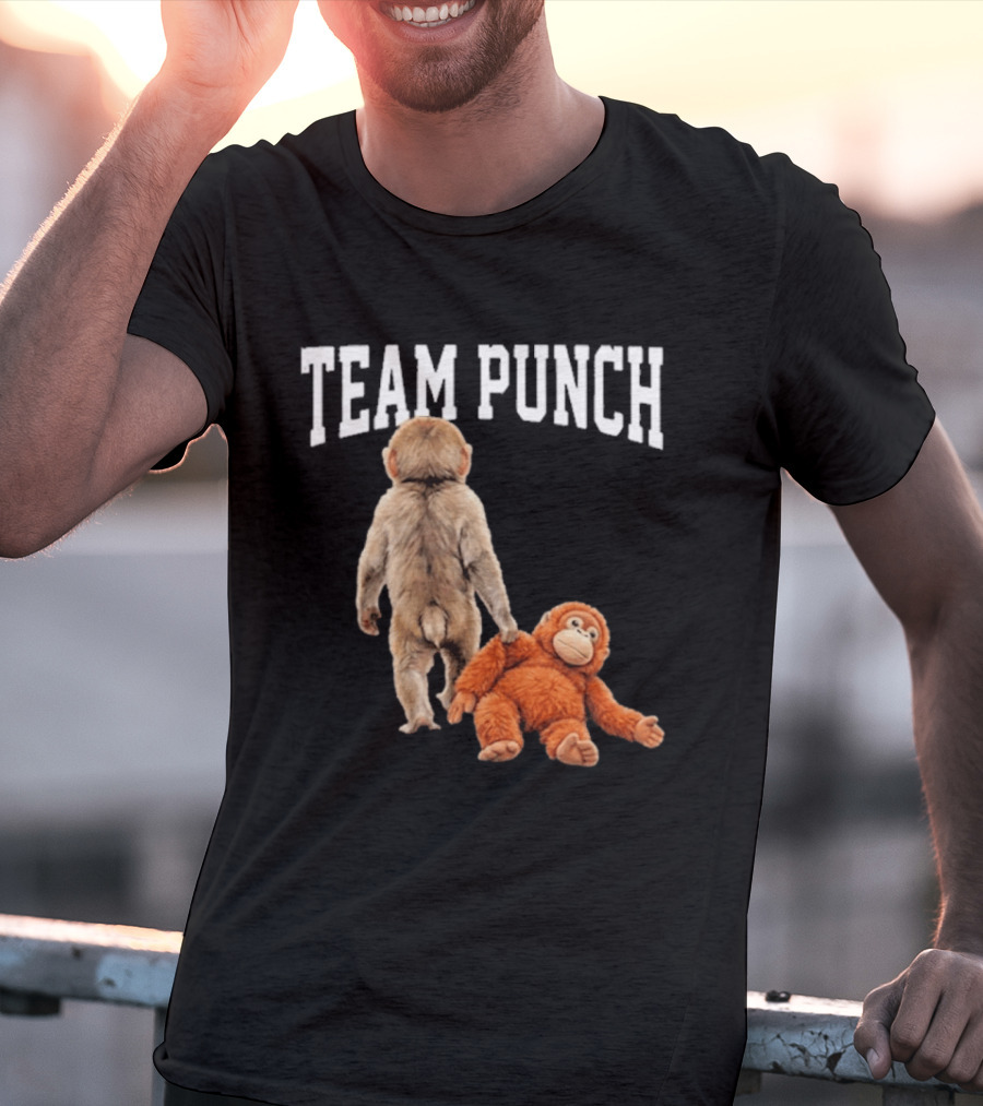 Team Punch Viral Monkey Stuffed Toy Fun T-Shirt