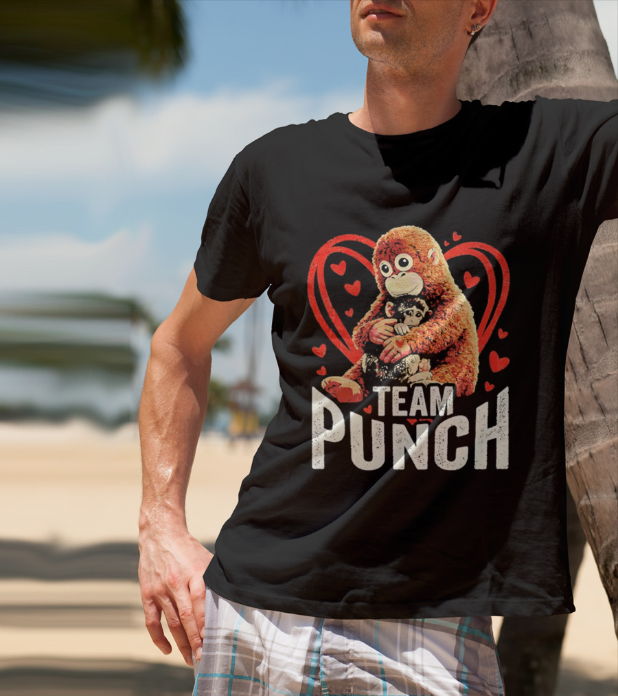 Team Punch Monkey Heart Loving Hug T-Shirt