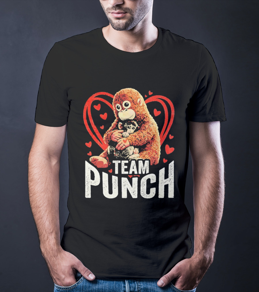 Team Punch Monkey Heart Loving Hug T-Shirt