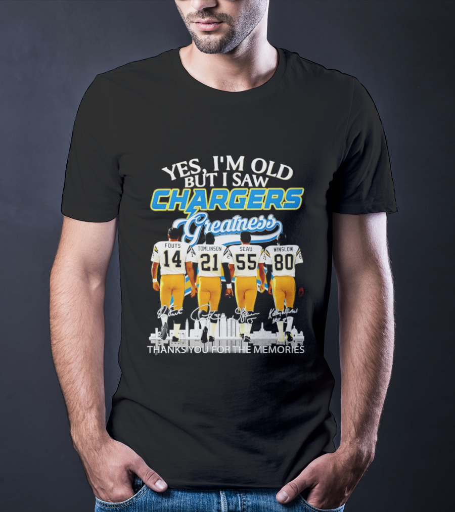 Yes I'm Old But I Saw Chargers Greatness Thank You For The Memories City Skyline T-Shirt