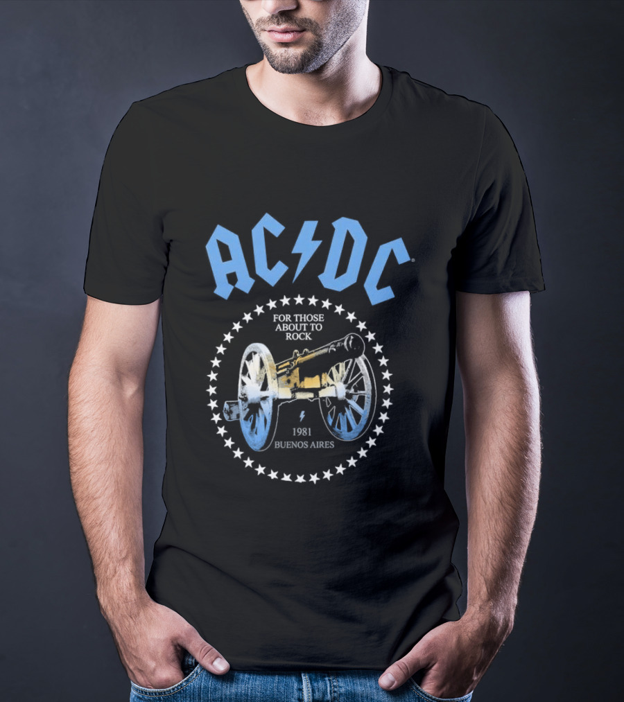AC DC Argentina PWR Up World Tour 2026 Estadio River Plate Buenos Aires March 23 27 31 We Salute You Rock Por Todos Juegos 1981 T-Shirt