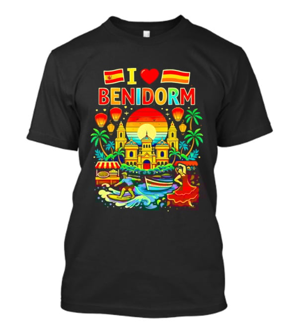 I Love Benidorm Spain Beach And Flamenco Celebration T-Shirt
