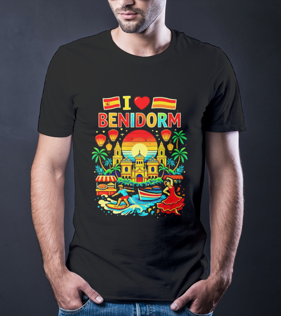 I Love Benidorm Spain Beach And Flamenco Celebration T-Shirt