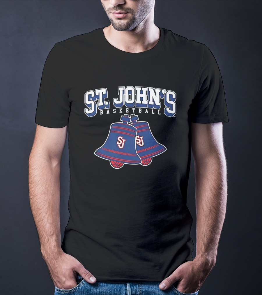 St. John's Basketball SJ Blue And Red Bell Hoops T-Shirt
