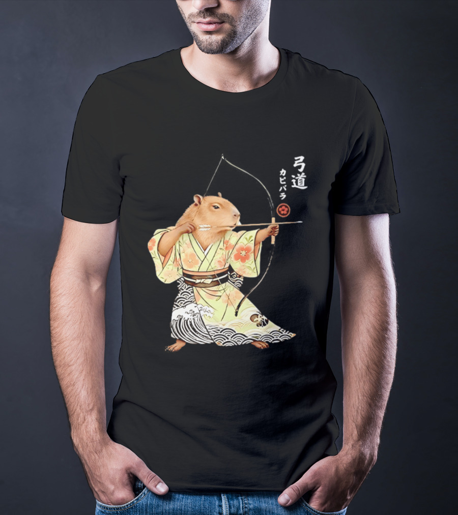 Capybara Kyudo Samurai Archery Japanese Animal T-Shirt