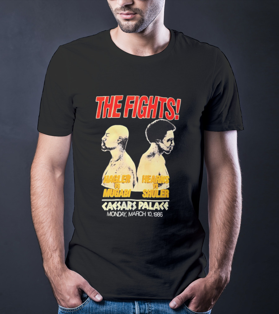 The Fights Hagler Vs Abi Hearns Vs Shuler Caesars Palace 1986 T-Shirt