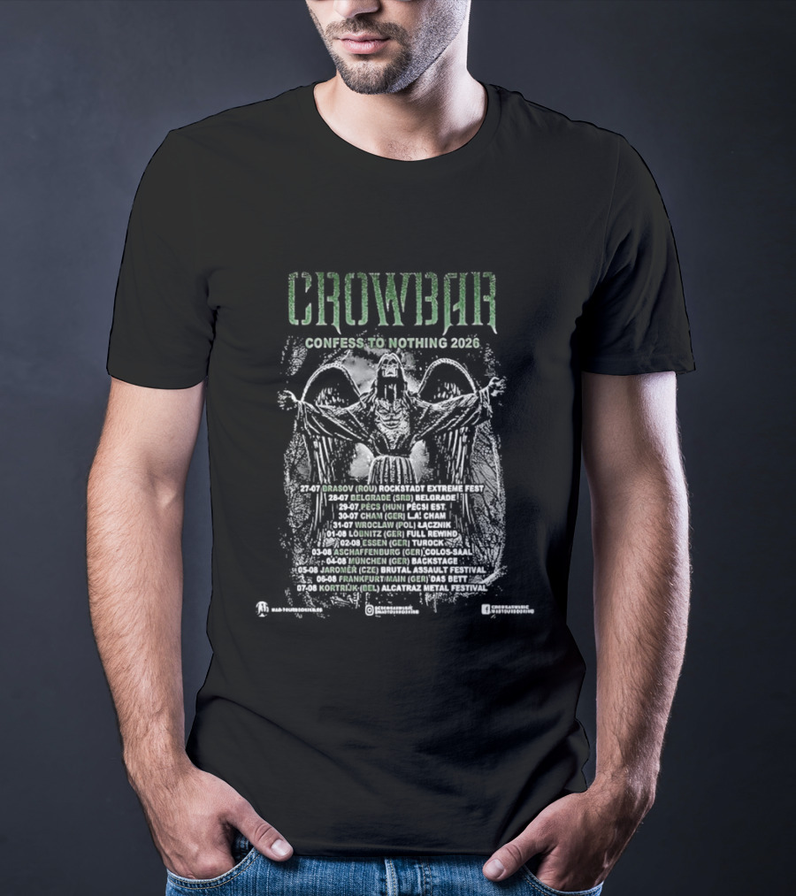Crowbar Confess To Nothing 2026 Tour Dates Skull T-Shirt