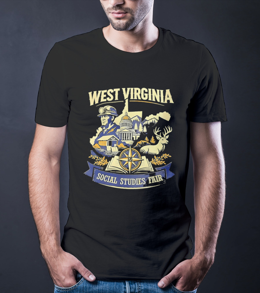 West Virginia Social Studies Fair Explorer Heritage Compass Deer Event T-Shirt