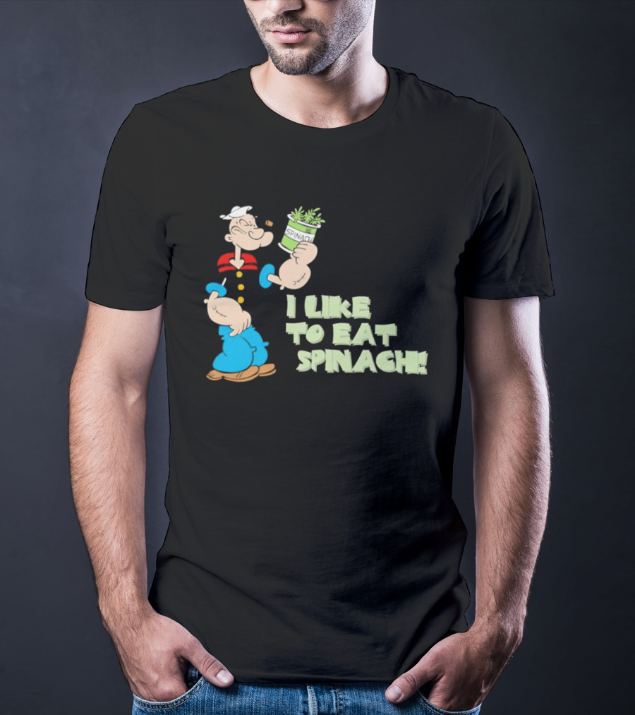 Popeye I Like To Eat Spinach Cartoon Character Eating Vegetables T-Shirt