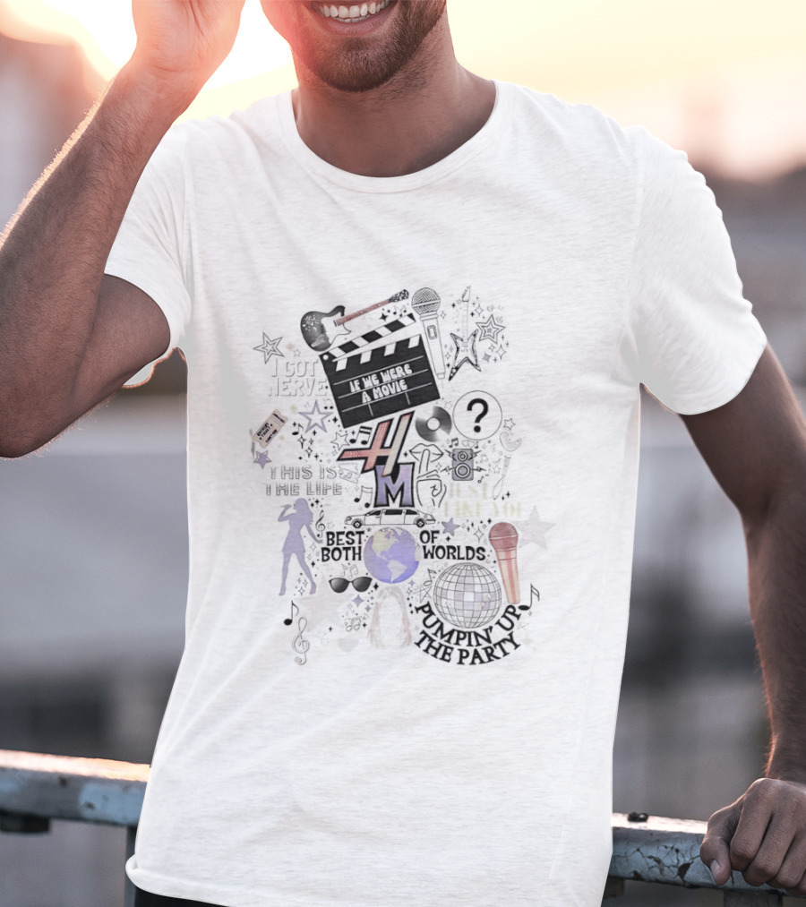 Hannah Montana Best Of Both Worlds 2026 Y2K Retro Music Theme Microphone Disco Stars T-Shirt