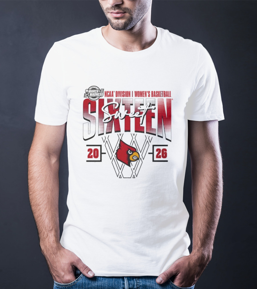 March Madness 2026 NCAA Sweet Sixteen Louisville Cardinals Women's Basketball Tournament T-Shirt