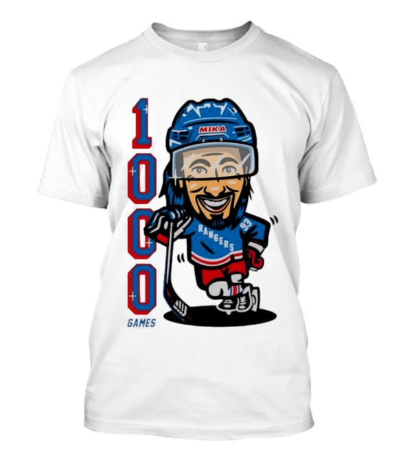 Mika Rangers 93 Hockey Player 1000 Games Celebration T-Shirt