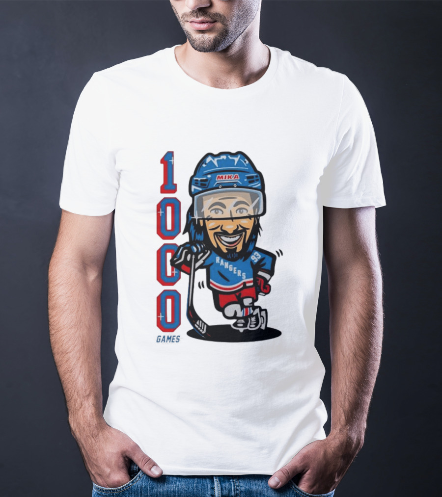 Mika Rangers 93 Hockey Player 1000 Games Celebration T-Shirt