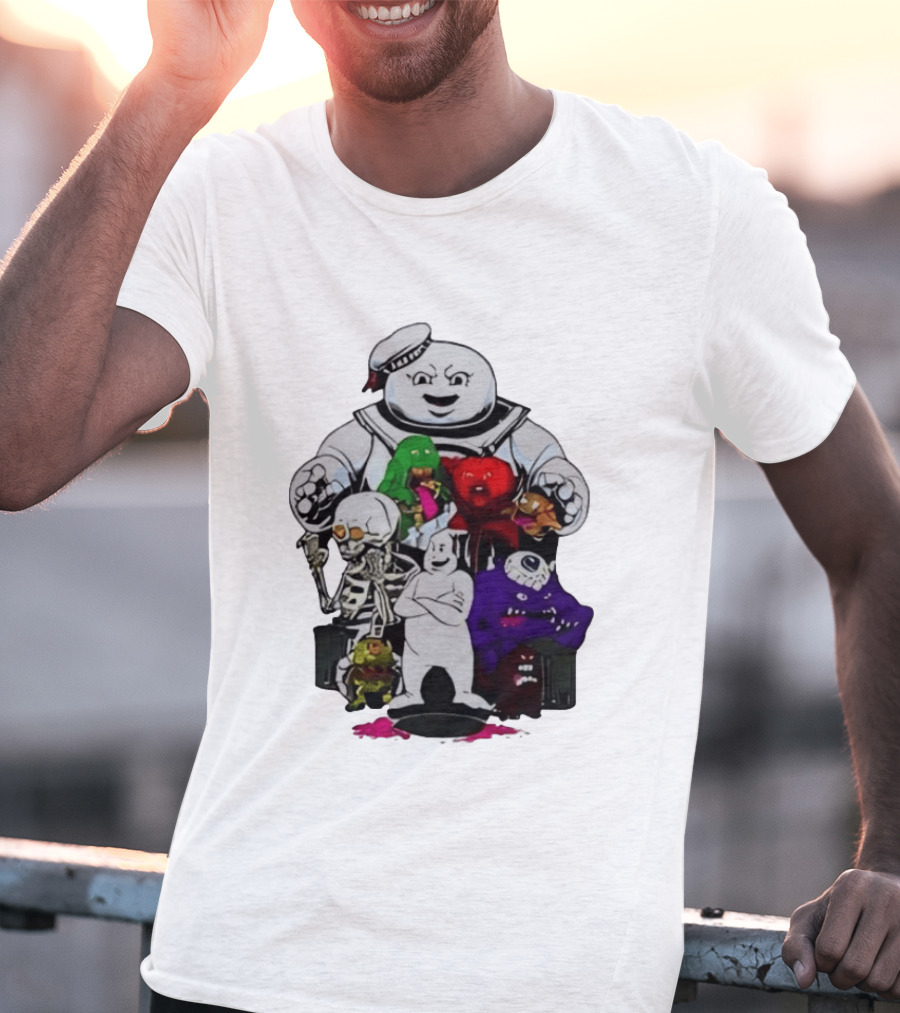 Stay Puft Marshmallow Man Ghostbusters Monster Group Characters T-Shirt