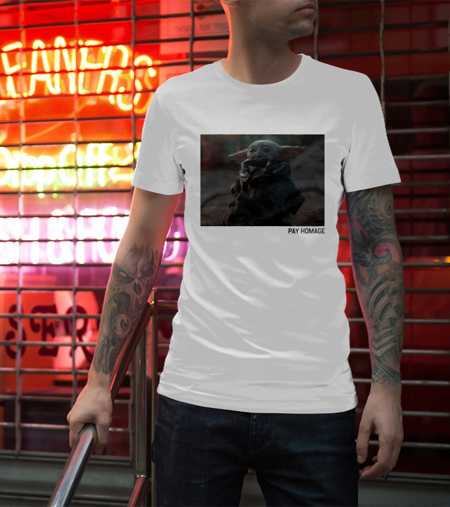 Pay Homage Grogu The Mandalorian Star Wars Iconic Baby Yoda T-Shirt