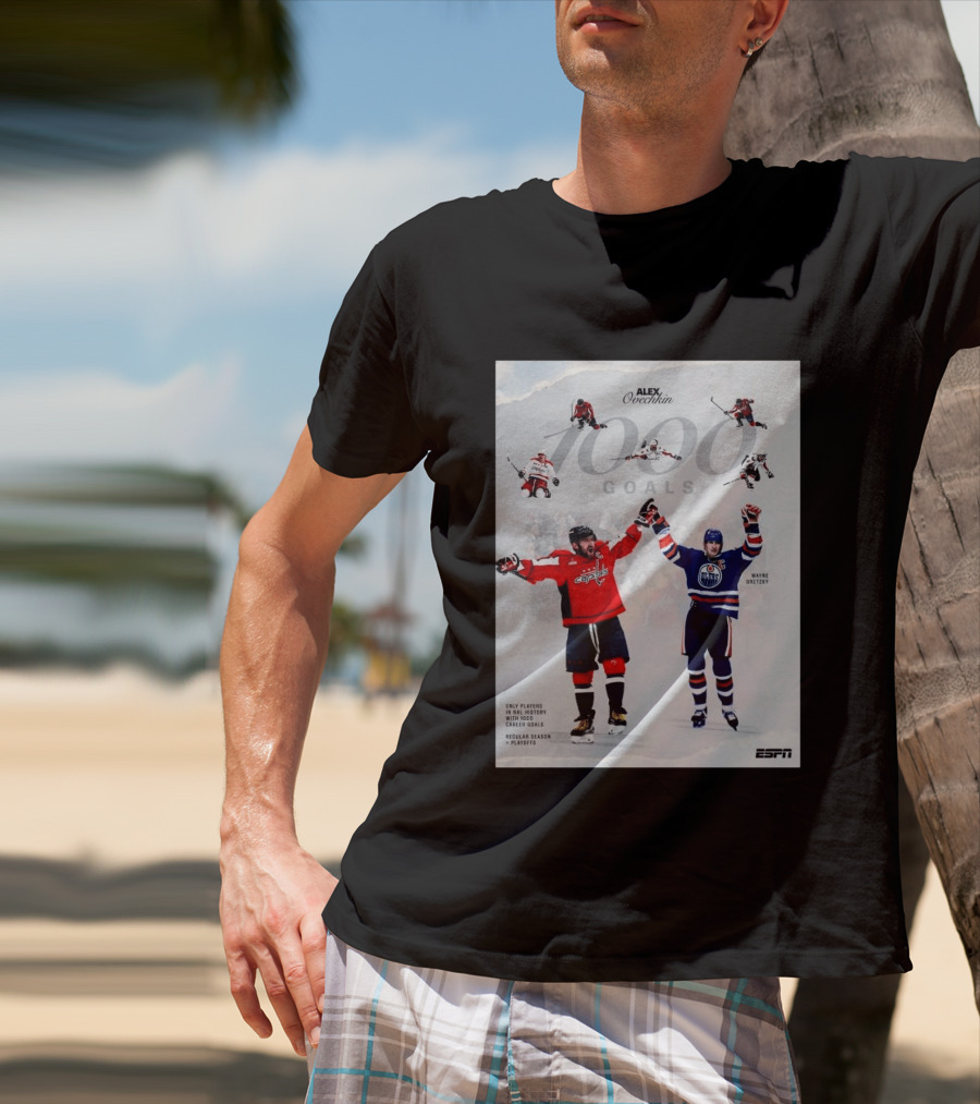 Alex Ovechkin Wayne Gretzky 1000 Goals NHL History ESPN Regular Season Playoffs T-Shirt