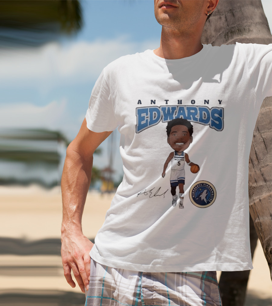 Anthony Edwards Wolves 5 Minnesota Timberwolves Basketball Player T-Shirt