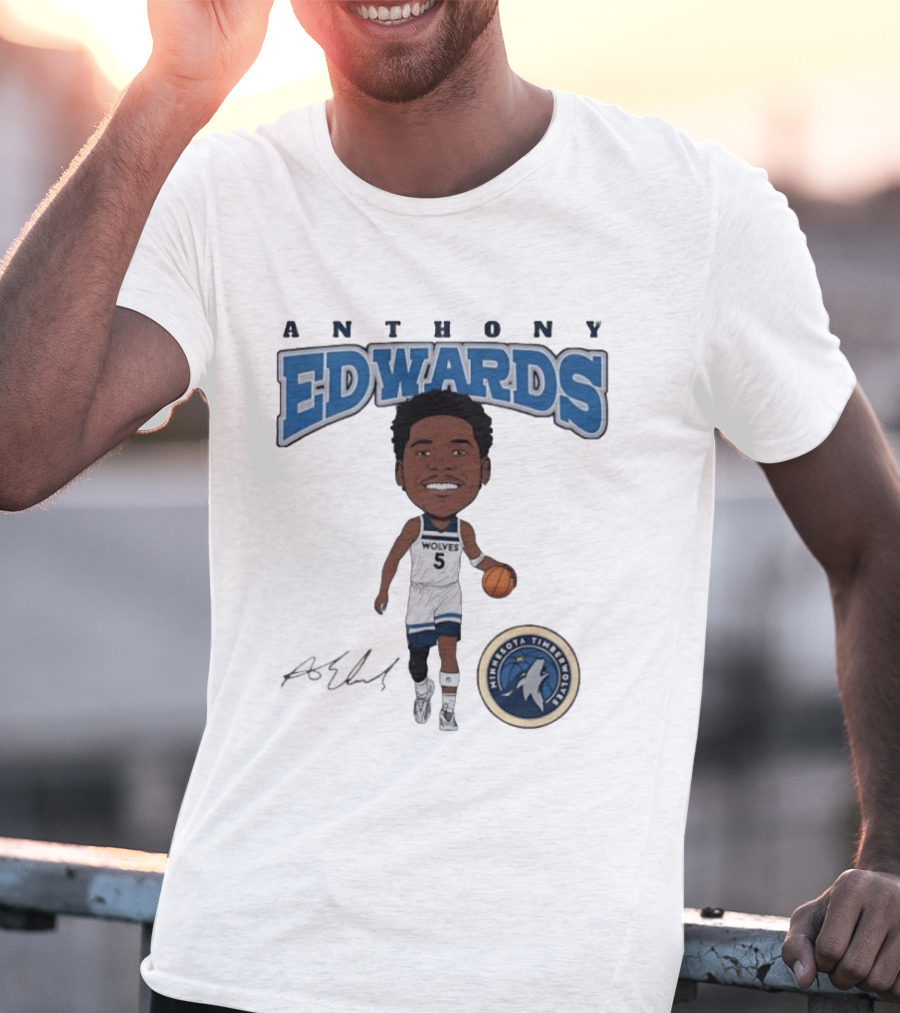 Anthony Edwards Wolves 5 Minnesota Timberwolves Basketball Player T-Shirt