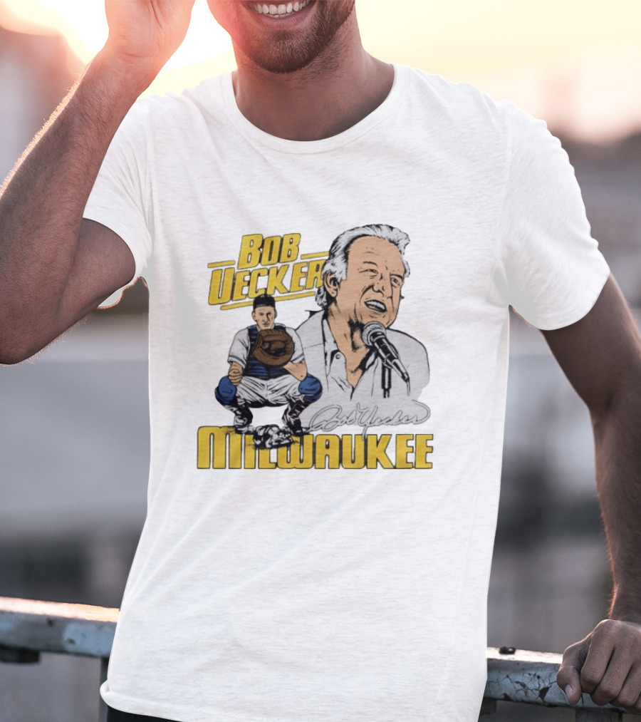 Bob Uecker Milwaukee Catcher Microphone Pose T-Shirt