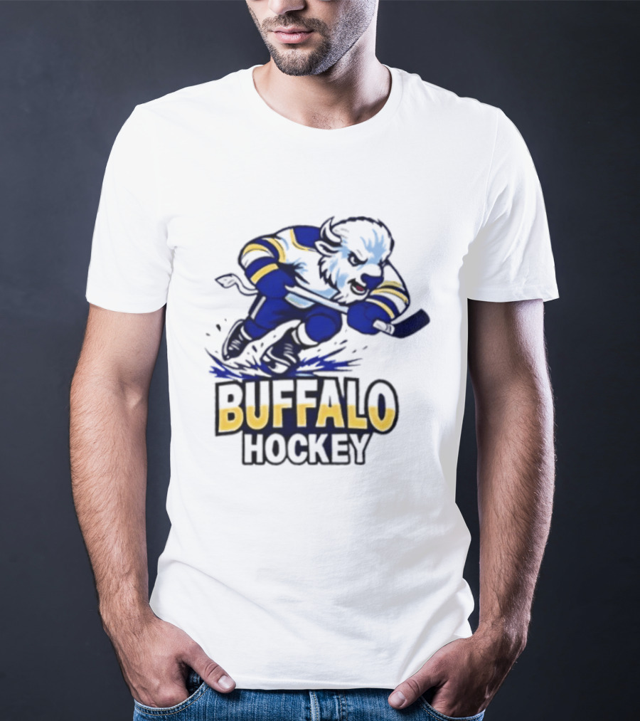 Buffalo Hockey Charging Bison Dynamic Action Sports Team Gear T-Shirt