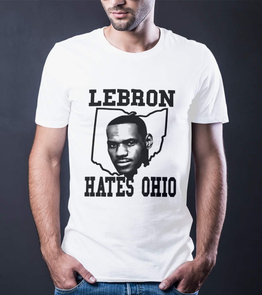 Lebron Hates Ohio Outline With Face T-Shirt